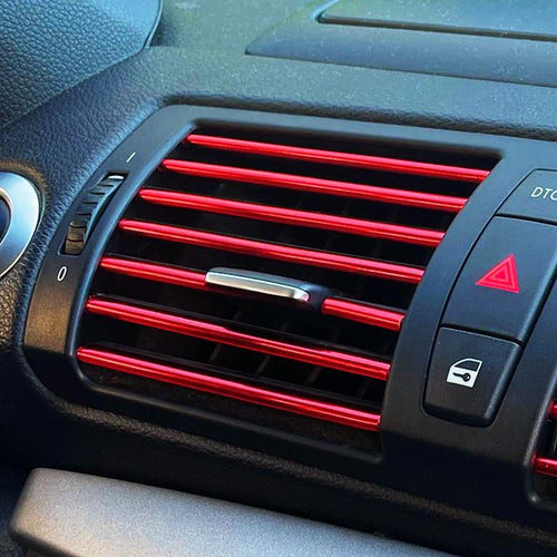 20Pcs Car Air Vent Trim Strips | Flexible Red U-Profile Interior Decoration