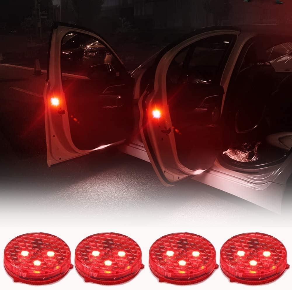Wireless Car Door Warning LED Lights | Red Magnetic Safety Lights | 4 Pcs