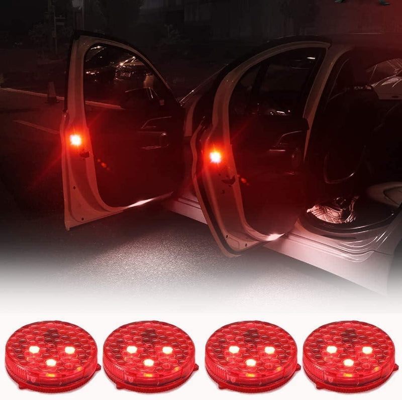 Wireless Car Door Warning LED Lights | Red Magnetic Safety Lights | 4 Pcs