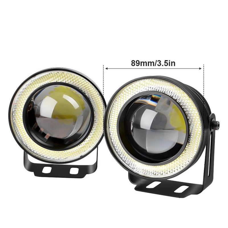 Car Fog Lamp Angel Eye LED DRL Projector 89mm (3.5
