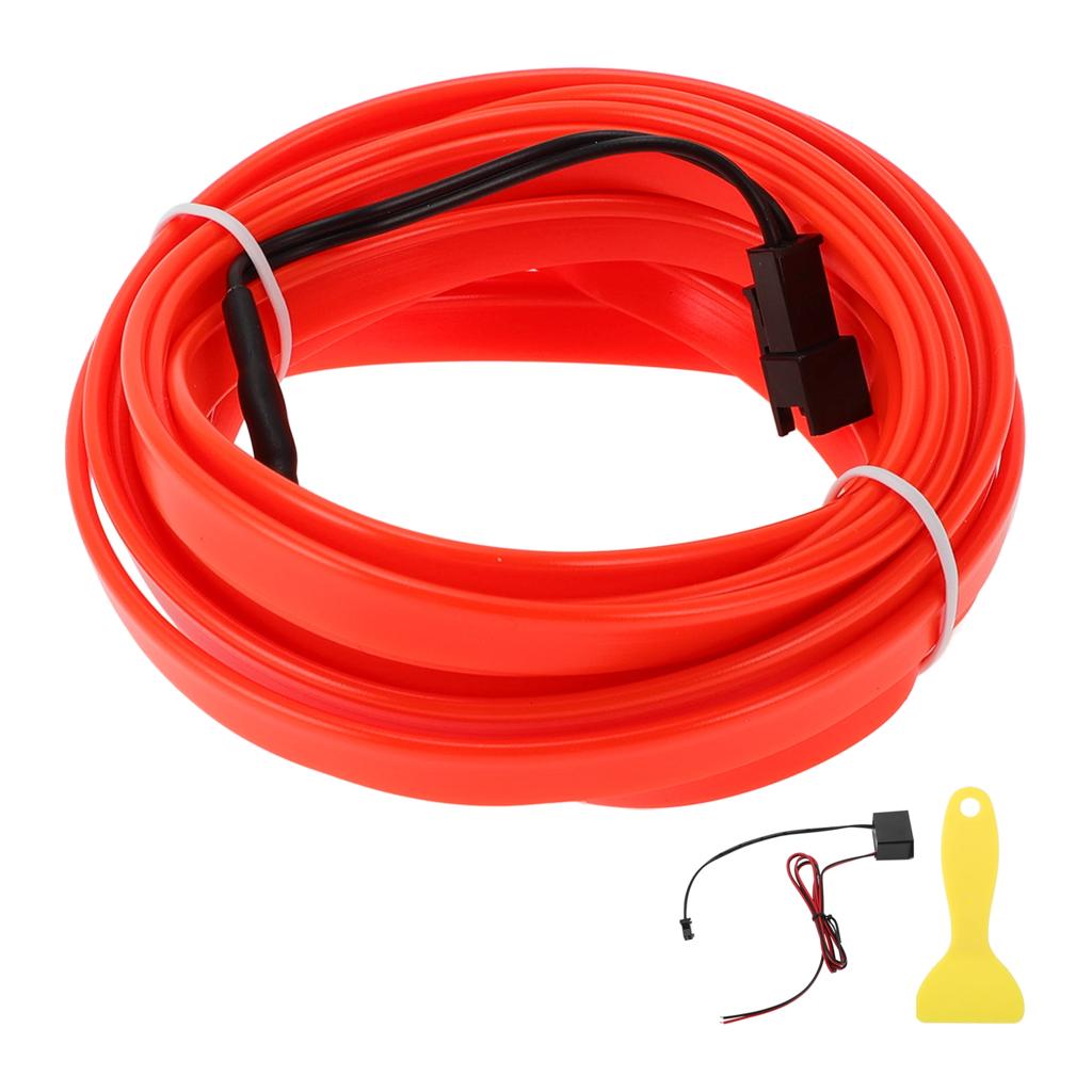 5M Red EL Wire Car Interior Ambient Light | 12V Neon Dashboard Strip